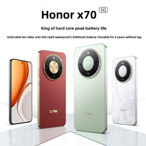Honor X70, 12 Go + 512 Go, écran 6,79 pouces, MagicOS 9.0, Snapdragon 6 Gen 4 Octa Core, réseau : 5G, OTG, NFC, compatible Google Play (noir) SH433B972-016